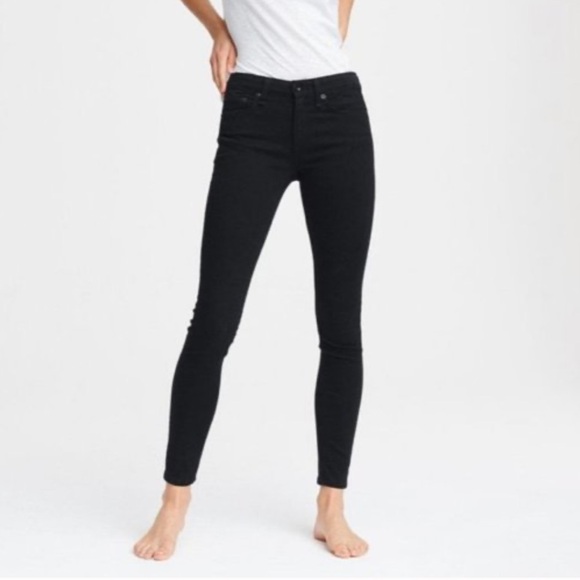 Rag & Bone Womens Black Skinny Stretch Denim Jeans Size 27 Mid Rise - Picture 1 of 9
